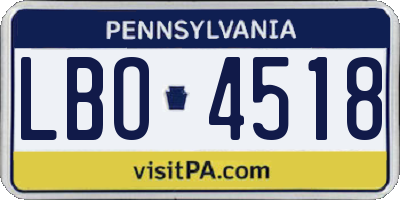 PA license plate LBO4518