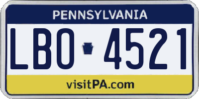PA license plate LBO4521