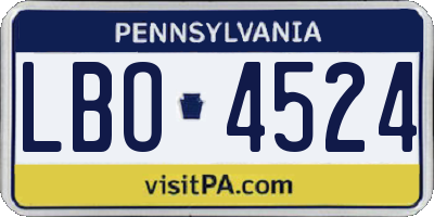 PA license plate LBO4524