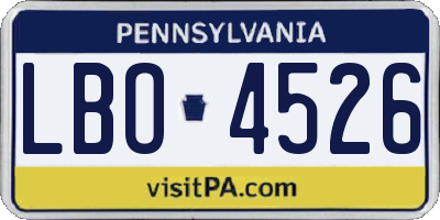 PA license plate LBO4526