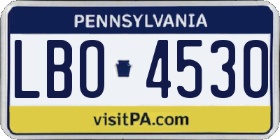 PA license plate LBO4530