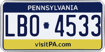 PA license plate LBO4533