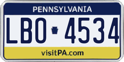 PA license plate LBO4534