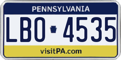 PA license plate LBO4535