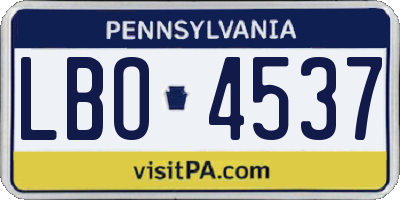 PA license plate LBO4537