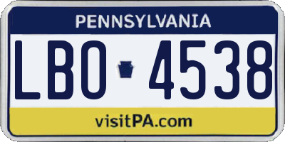 PA license plate LBO4538