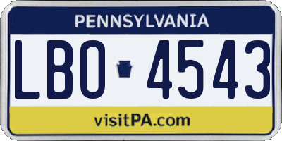 PA license plate LBO4543