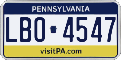 PA license plate LBO4547
