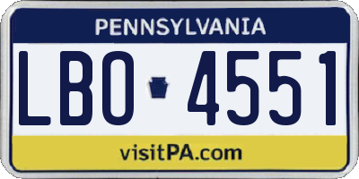 PA license plate LBO4551