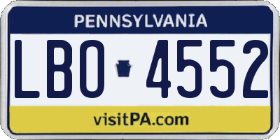 PA license plate LBO4552
