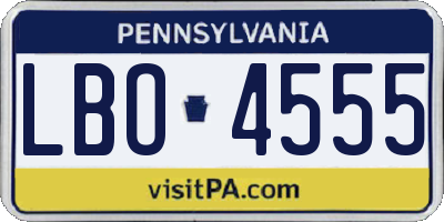 PA license plate LBO4555