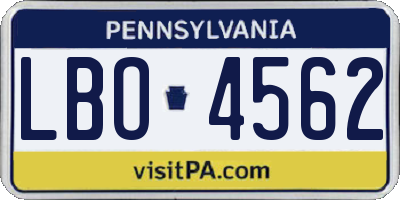 PA license plate LBO4562