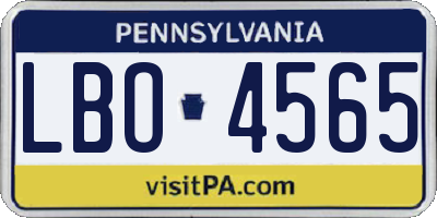 PA license plate LBO4565