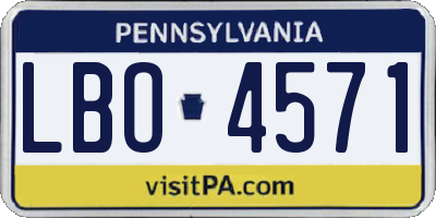 PA license plate LBO4571