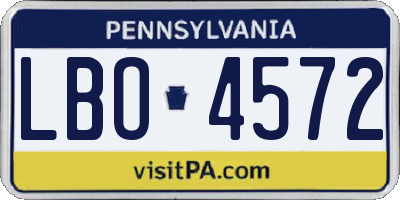 PA license plate LBO4572