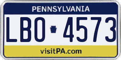 PA license plate LBO4573