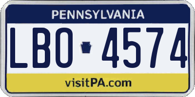PA license plate LBO4574