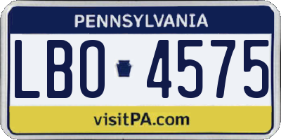 PA license plate LBO4575