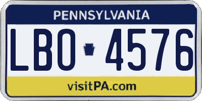 PA license plate LBO4576