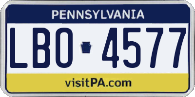 PA license plate LBO4577