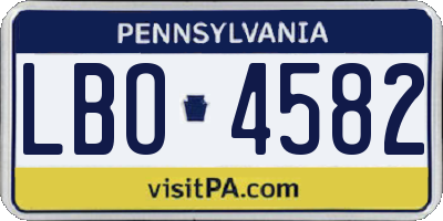 PA license plate LBO4582