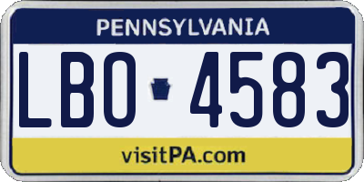 PA license plate LBO4583