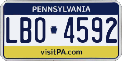 PA license plate LBO4592