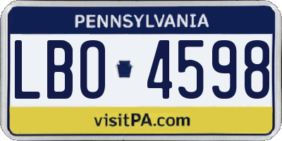 PA license plate LBO4598