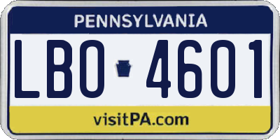 PA license plate LBO4601