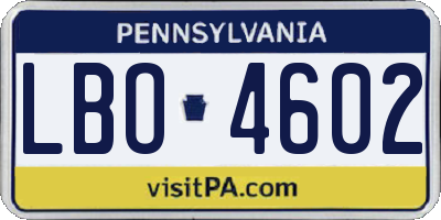 PA license plate LBO4602