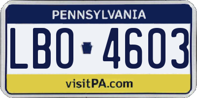PA license plate LBO4603