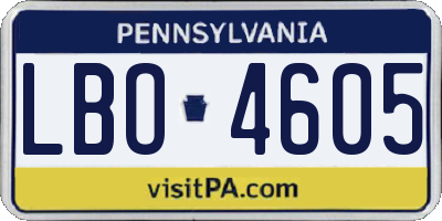 PA license plate LBO4605