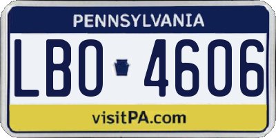 PA license plate LBO4606