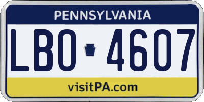 PA license plate LBO4607