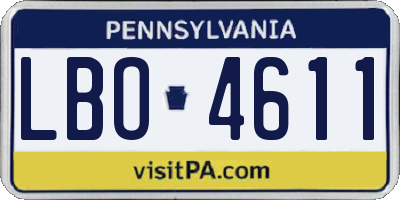 PA license plate LBO4611
