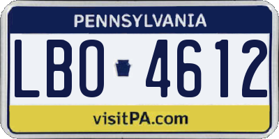 PA license plate LBO4612