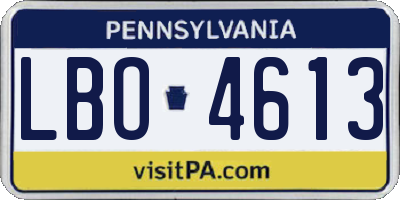 PA license plate LBO4613