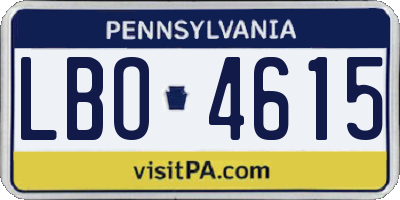 PA license plate LBO4615