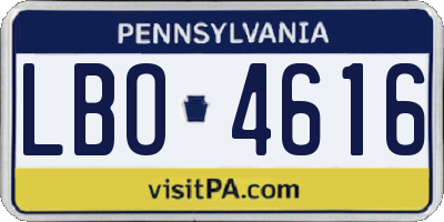 PA license plate LBO4616