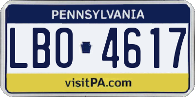 PA license plate LBO4617