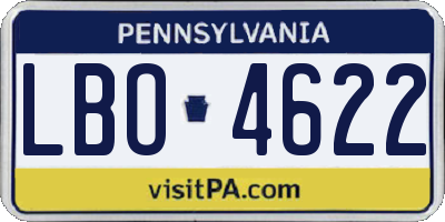 PA license plate LBO4622