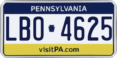 PA license plate LBO4625