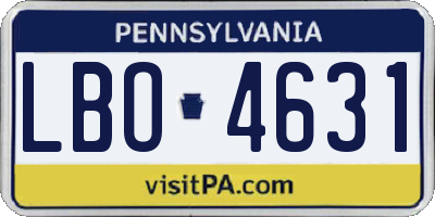PA license plate LBO4631
