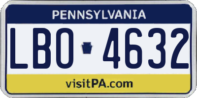 PA license plate LBO4632