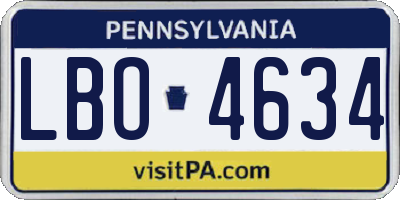 PA license plate LBO4634