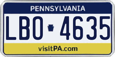 PA license plate LBO4635