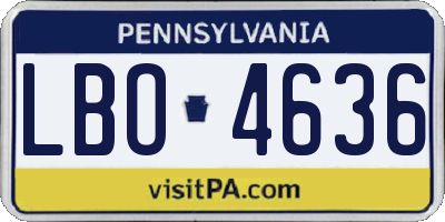 PA license plate LBO4636