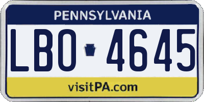 PA license plate LBO4645
