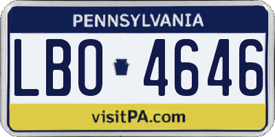 PA license plate LBO4646