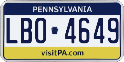 PA license plate LBO4649